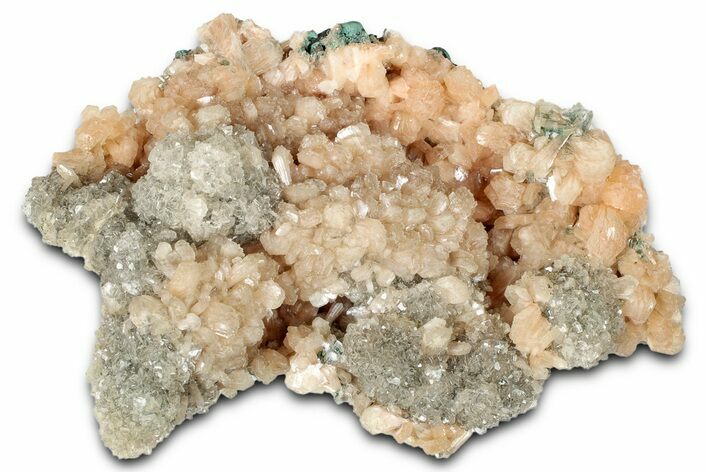 Peach Stilbite Crystals on Lustrous Heulandite - India #348333